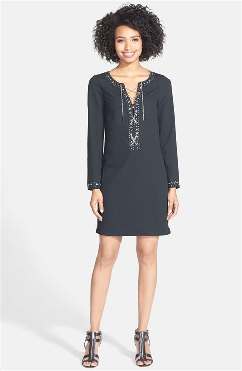 michael kors classic lace up shift dress|Michael Kors shift dress.